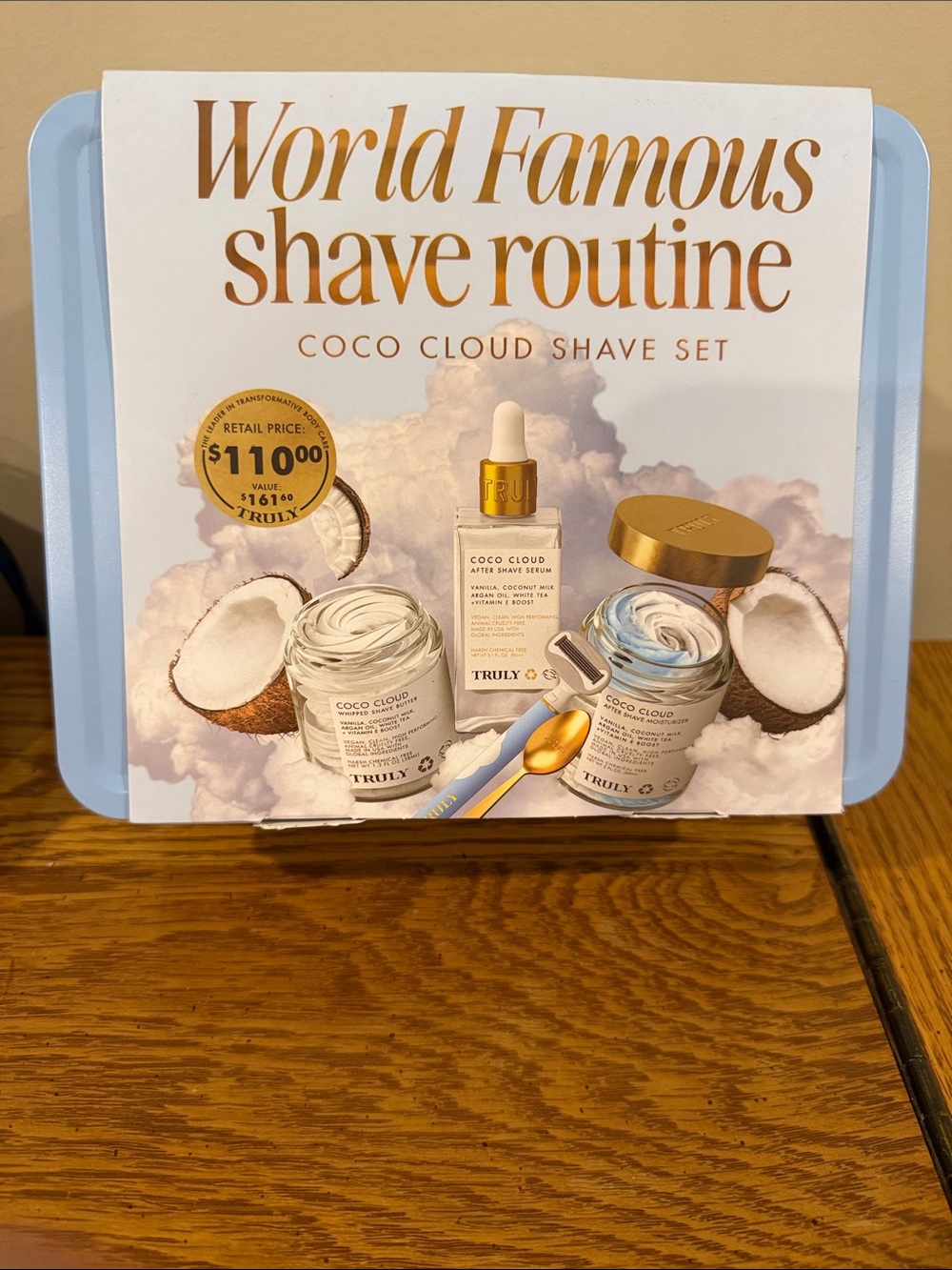 TRULY Coco Cloud Shave Set – White, Light Blue & Gold Accents, NIB $110 retail